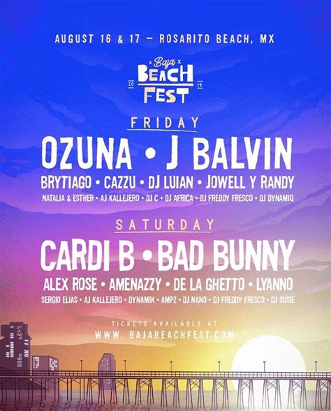 Baja fest - Jan 21, 2022 · Baja Beach Fest, el festival de reggaetón y música trap latina de Playas de Rosarito, en Baja California, que debutó en 2018 y que fue cancelada a causa de la pandemia por covid-19 anunció su ... 